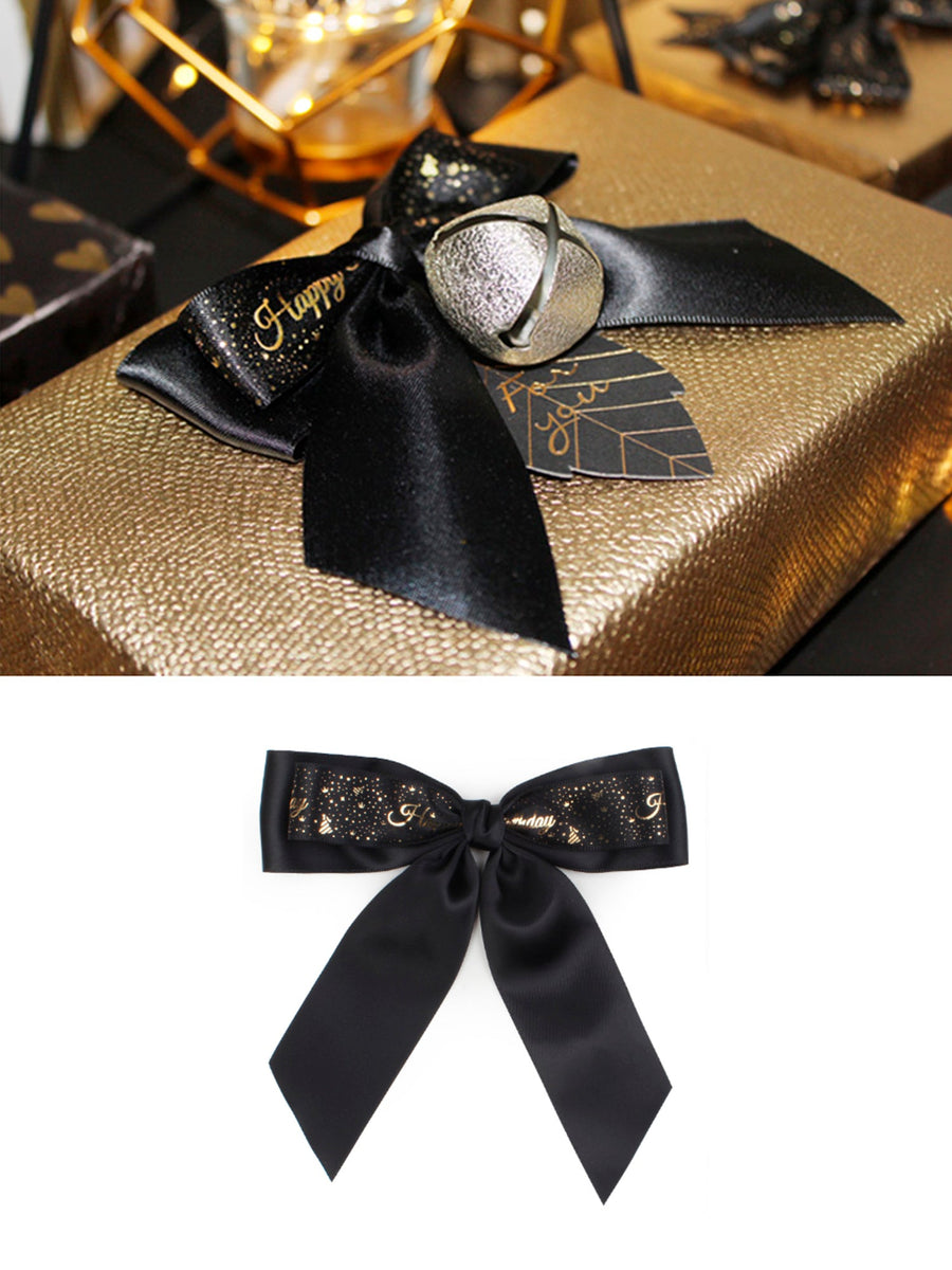 12pcs Black Satin Ribbons Gift Wrapping Supplies Gift Bow Bundle