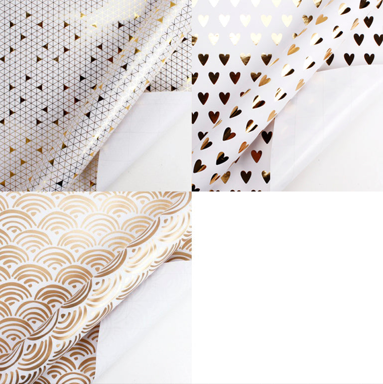 White/Gold Elegant Series Hearts/Waves/Geometric Wrapping Paper - 3 Ro –  Vietnam gift packaging manufacturers