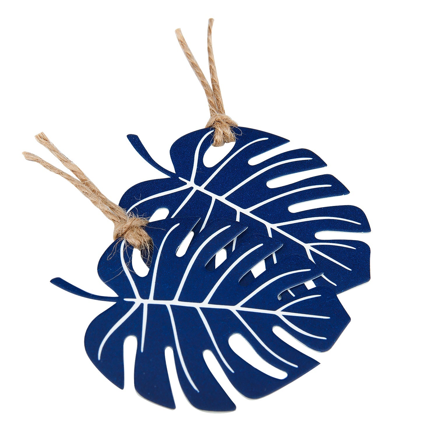 Gift Tags with String - 100PCS Navy Tropical Palm Leaves Tags with 100 Feet Natural Jute Twine