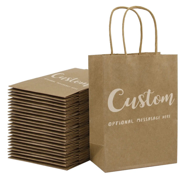 Custom Brown Shopping Bags Kraft Paper Gift Bags-100pcs