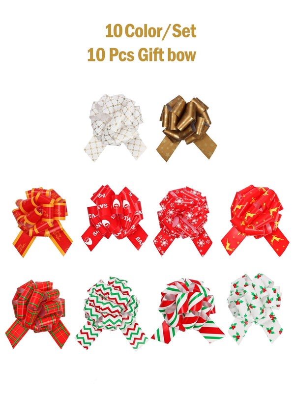 5" Christmas Pull Bows Bundle - 10 Pieces