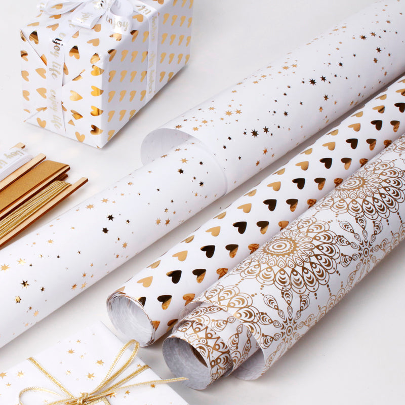 Gold Rainbows Wrapping Paper Roll (30" X 10') White/Gold