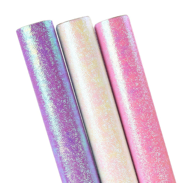 Textured Iridescent Wrapping Paper Bundle Pink/White/Purple  - 3 Roll Pack