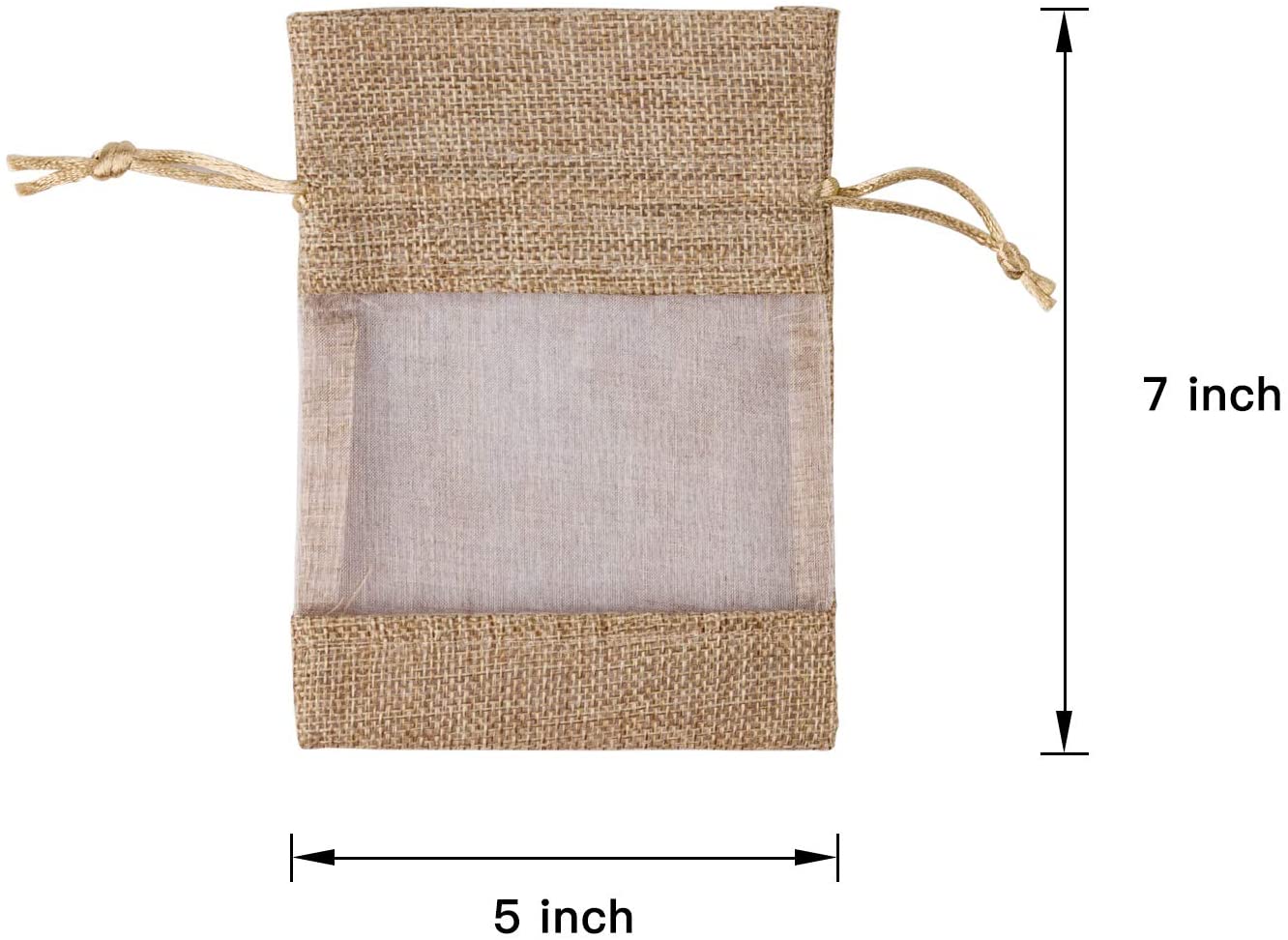 Burlap Drawstring Gift Bag - 4 x 5.5 inch/ 5 x 7 inch - Tan