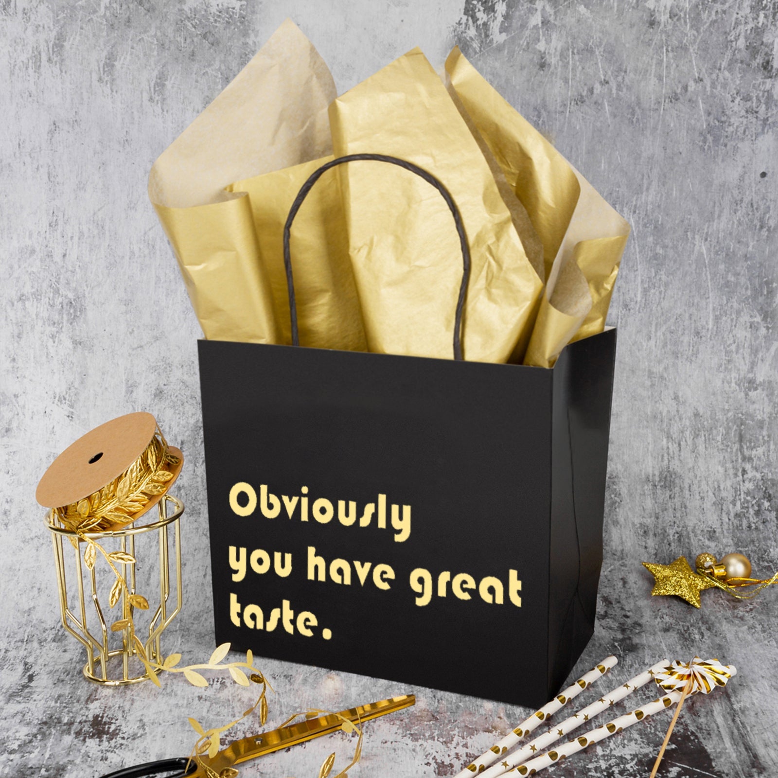 Obviously You Have Great Taste Gift Bag 12 Pack 10x5x10-Black Gold –  Vietnam gift packaging manufacturers