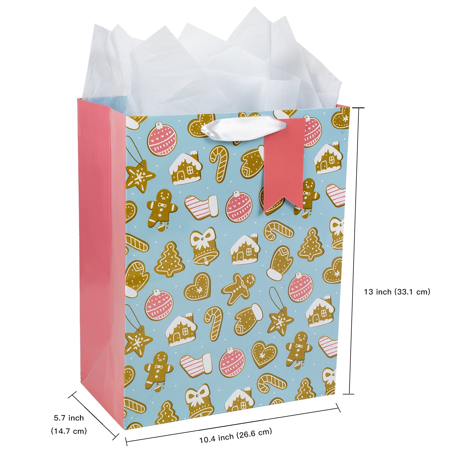 Assort Large Christmas Gift Bag Pink 9 Pack 10"x5"x13"