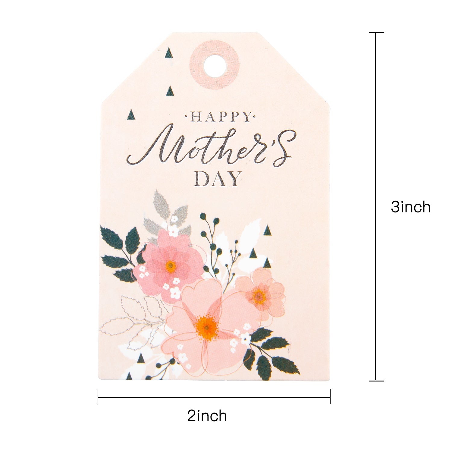 Gift Tags with String - 100pcs Happy Mother's Day Floral Design Paper Tags w/ 100ft Natural Jute Twine