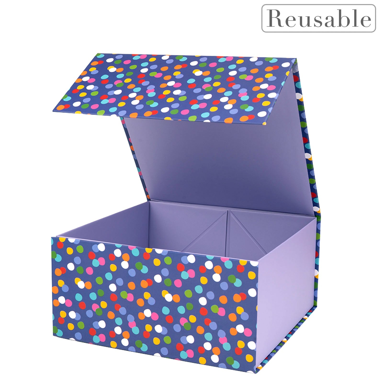 8x8x4 inch Magnetic Closure Box Multicolor Dots