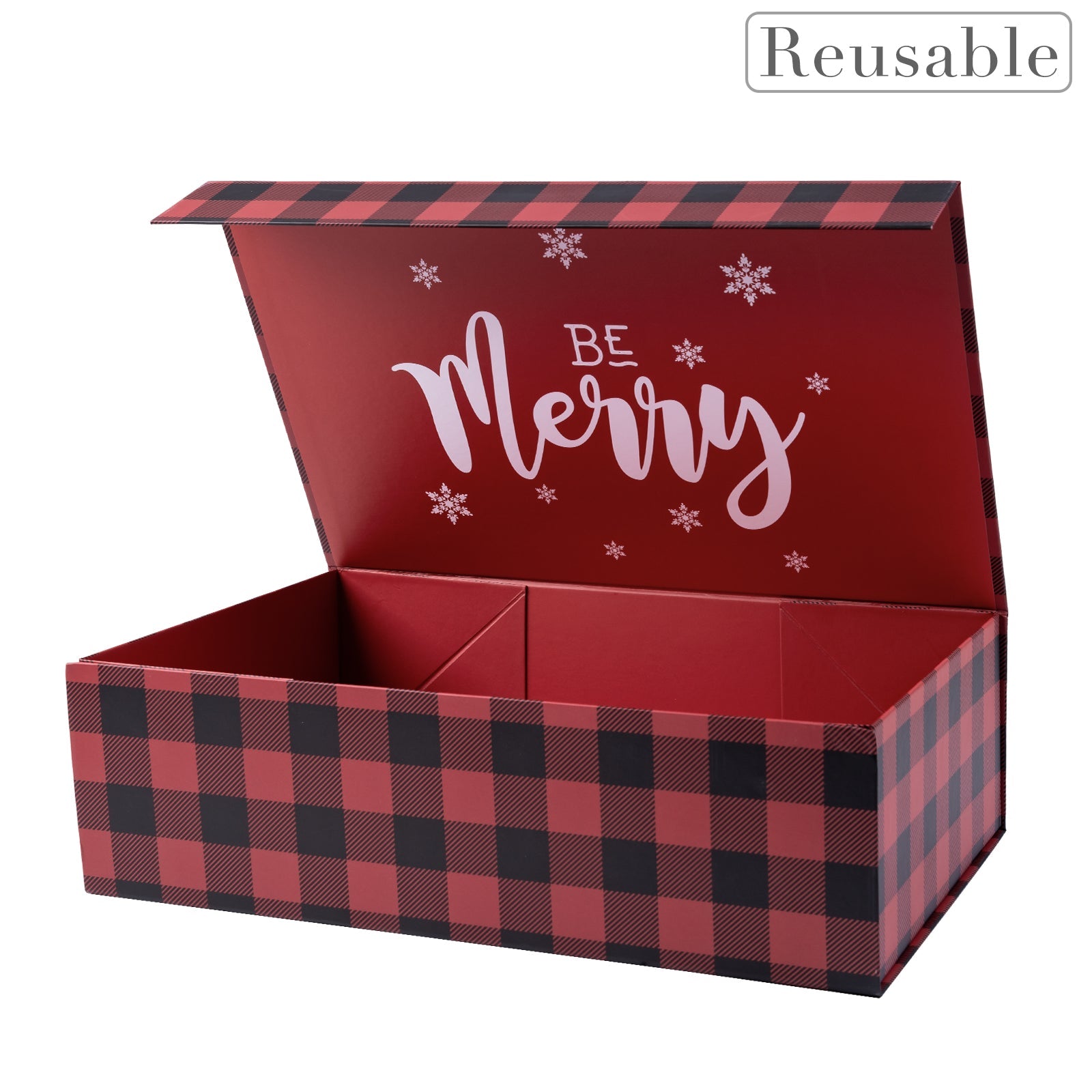 14x9x4.3 inch Collapsible Gift Box with Magnetic Closure - Buffalo Plaid