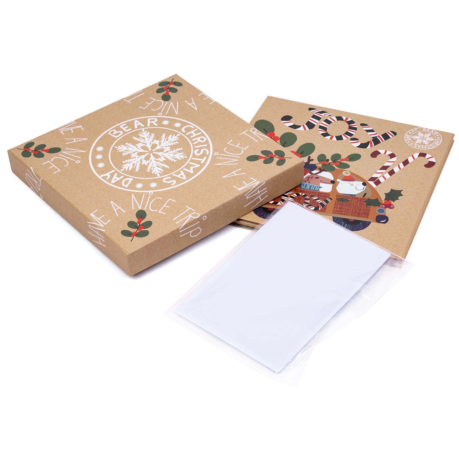 9 inch Square Christmas Gift Box with Lid - Polar Bear