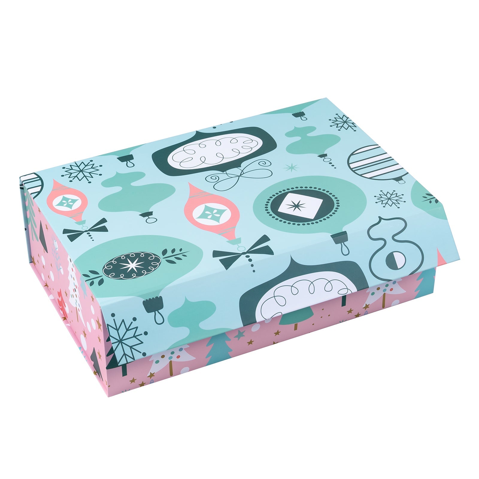 14x9x4.3 inch Collapsible Gift Box with Magnetic Closure - Pink & Blue