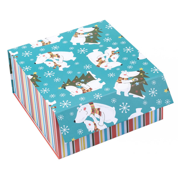 8x8x4 inch Collapsible Gift Box with Magnetic Closure - Dancing Bear