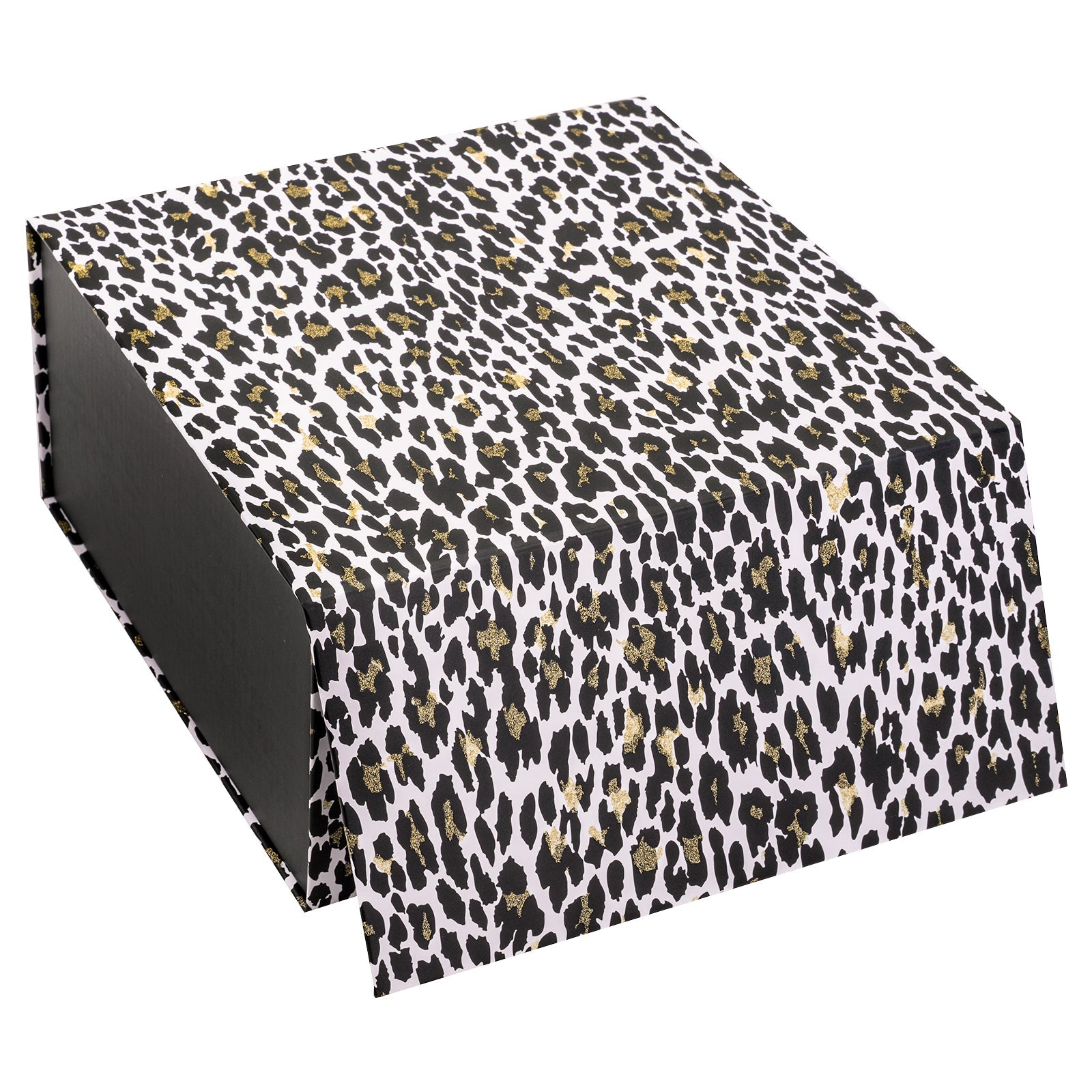 8x8x4 inch Magnetic Closure Box Glitter Leopard