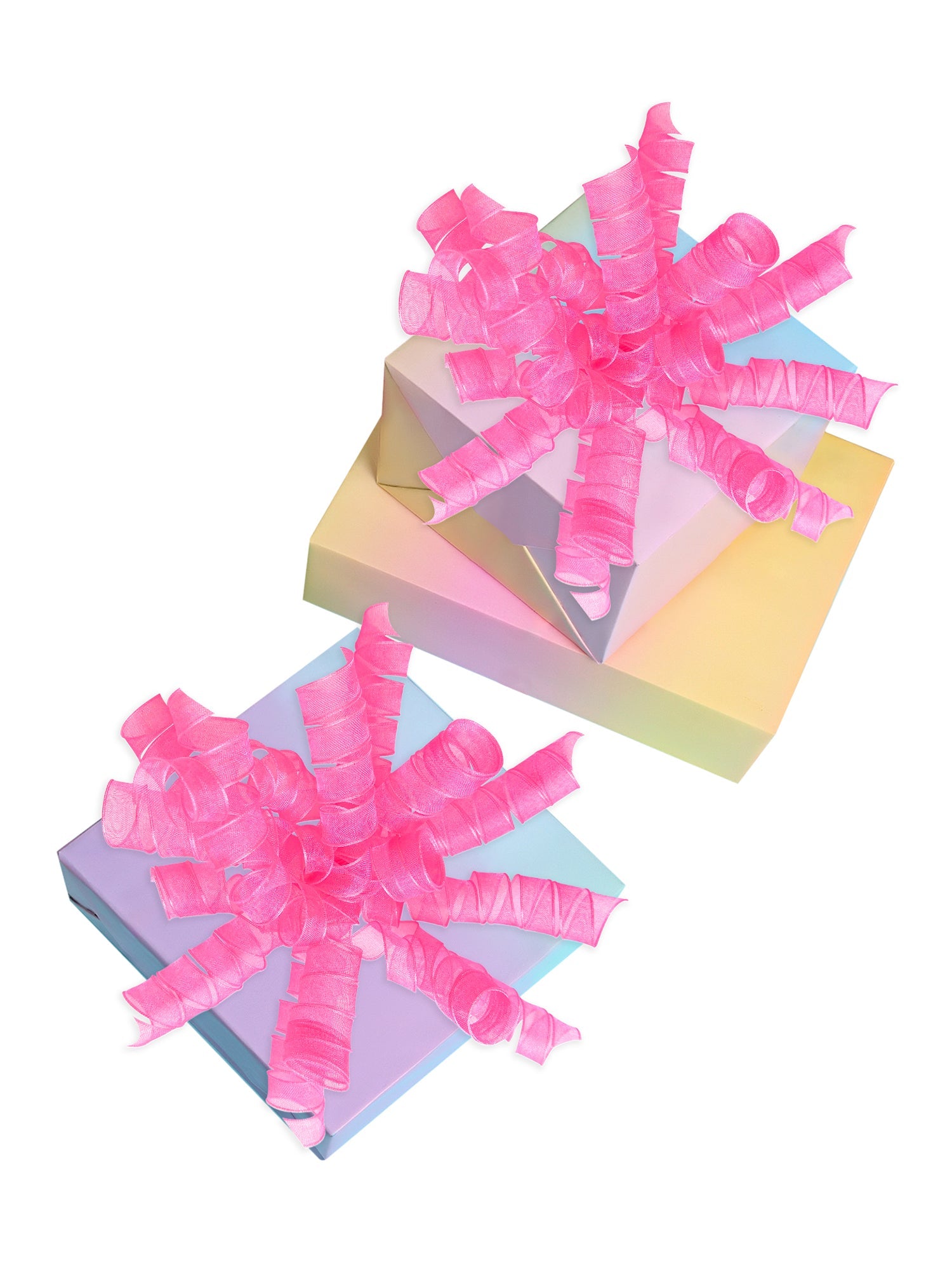 Curly Bows Gift Wrap Accessory - 2 PCs Fuchsia Color Bow