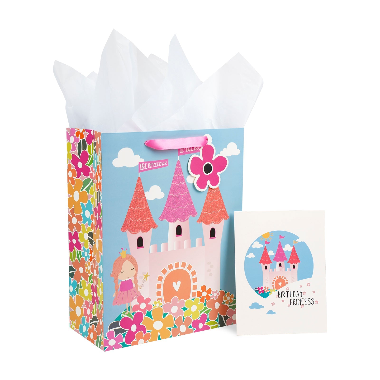 13 inch Large Gift Bag with Birthday Card  & Tissue Paper for Girls