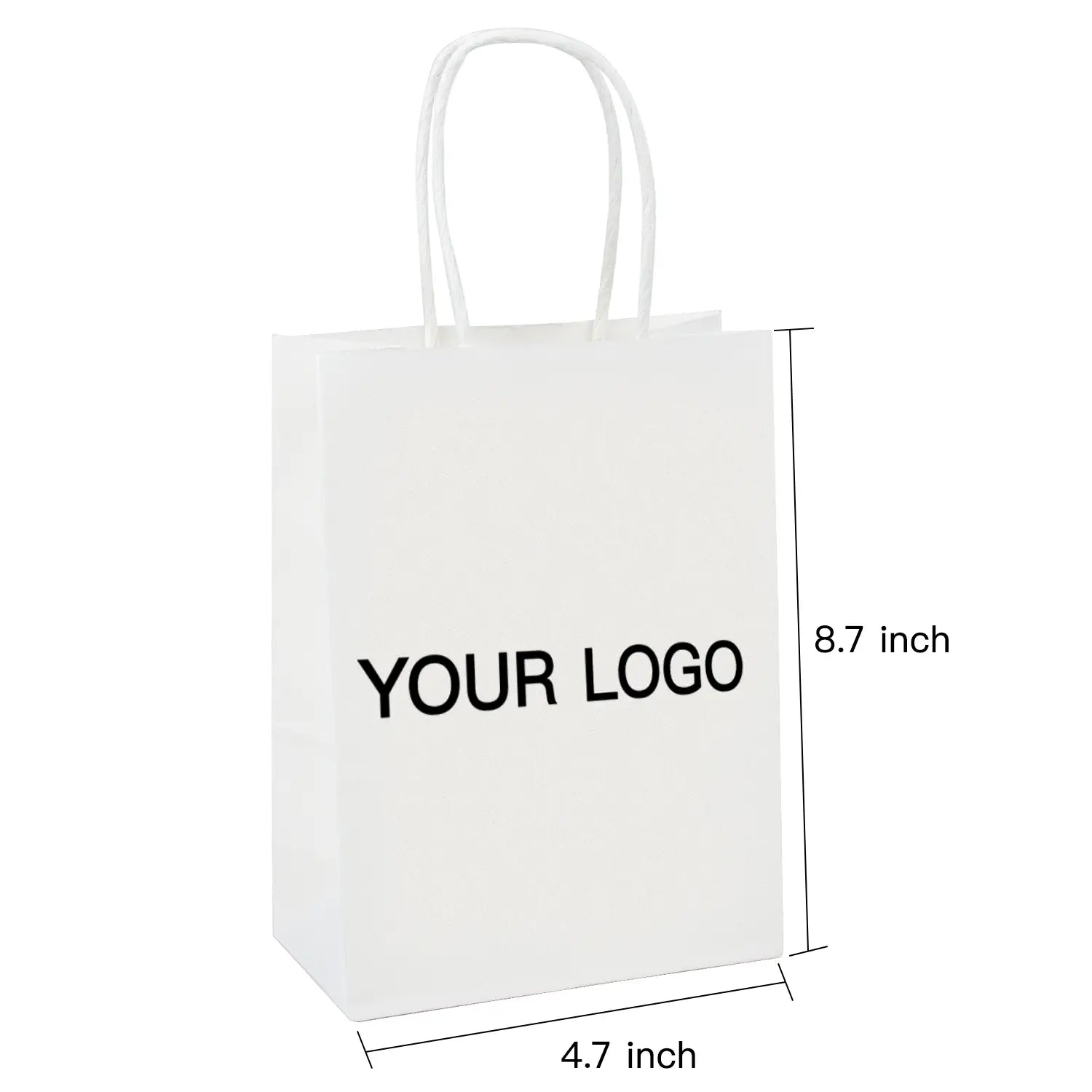 Custom White Shopping Bags Kraft Paper Gift Bags-100PCs