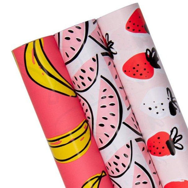 Strawberry/Watermelon/Banana Wrapping Paper 30" x 120" 3 Roll Pack