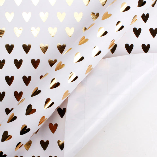 Foil Hearts Wrapping Paper Roll  (30" X 10')- White/Gold
