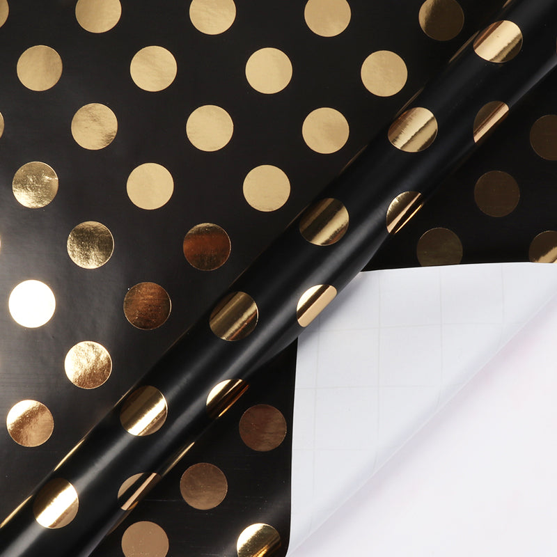 Foil Polka Dot Wrapping Paper Roll (30" X 10') - Black/Gold