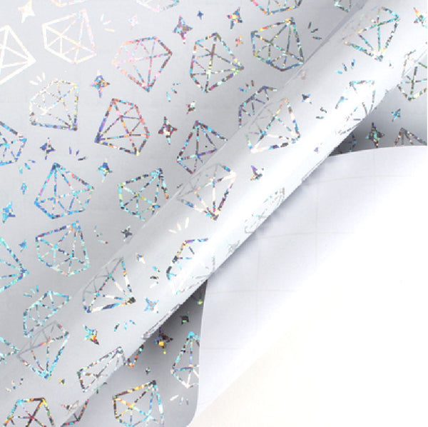White/Silver Halo Foil "Diamonds" Wrapping Paper Roll - 30" x 10'/Roll