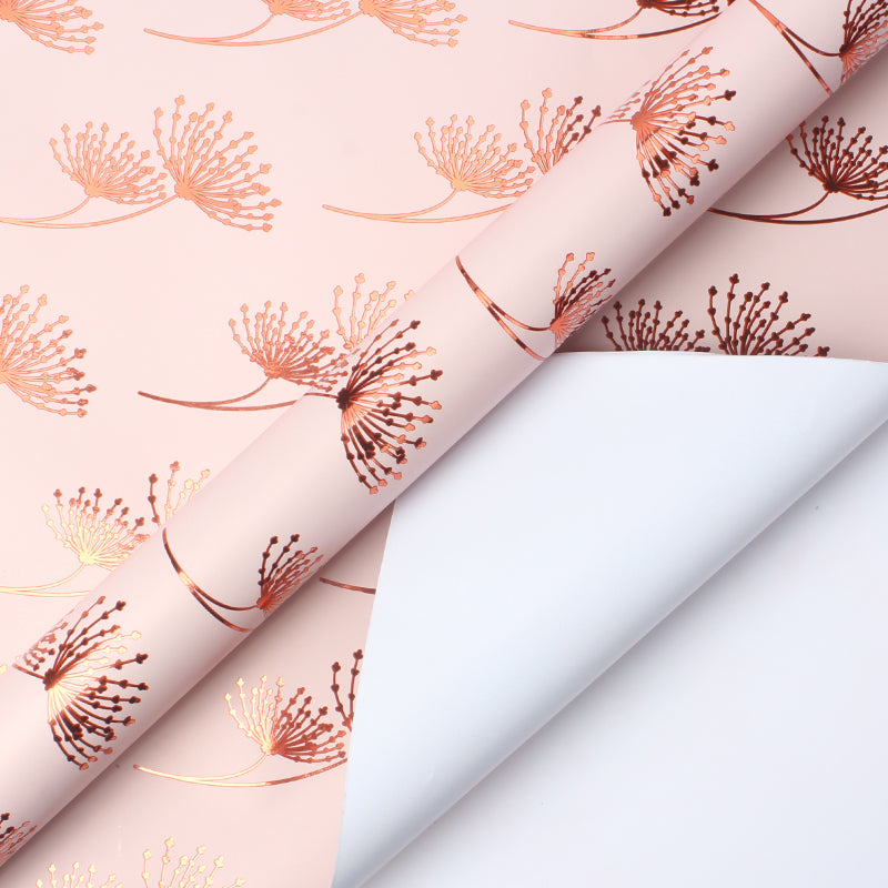 Rose Gold Foil "Dandelion" Wrapping Paper Roll