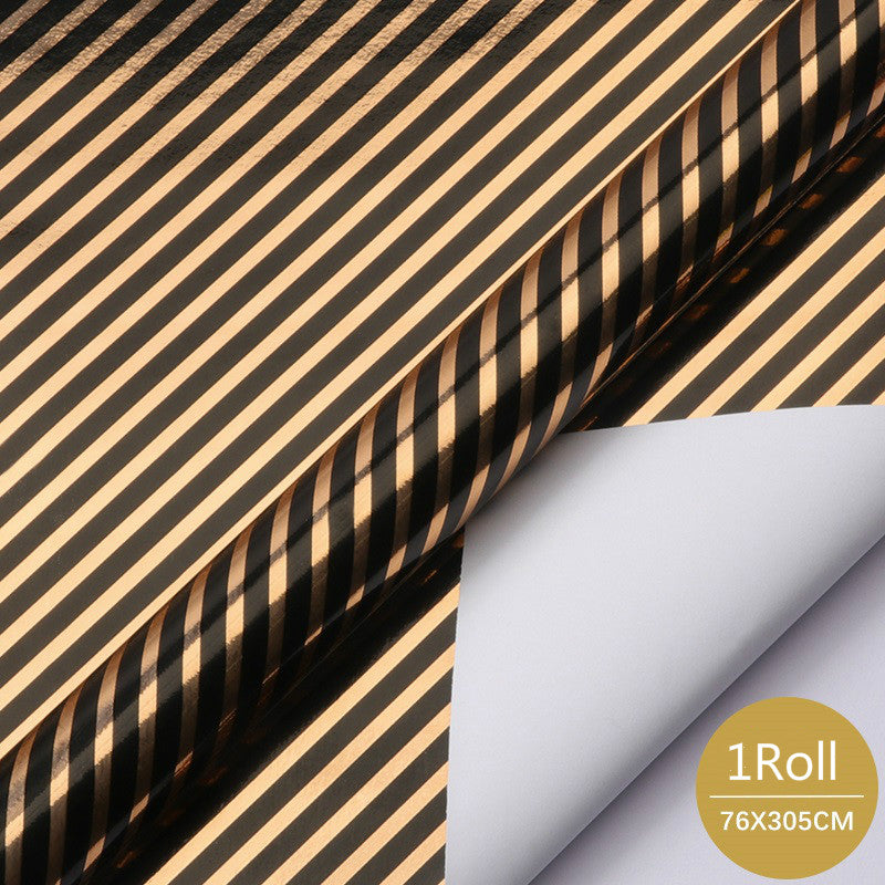 Black & Copper Diagonal Stripes Metallic Foil Print Wrapping Paper - 30" x 120"