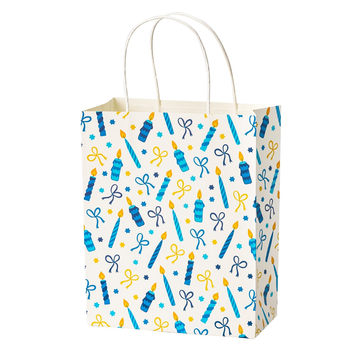 Hanukkah Medium Size Gift Bags 12 Pack 8"x4"x10"- Blue
