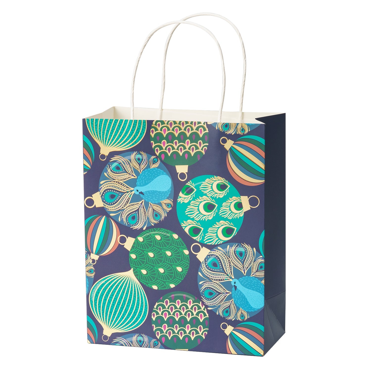 Peacock Medium Size Gift Bags 12 Pack 8"x4"x10"-Teal with Tissue