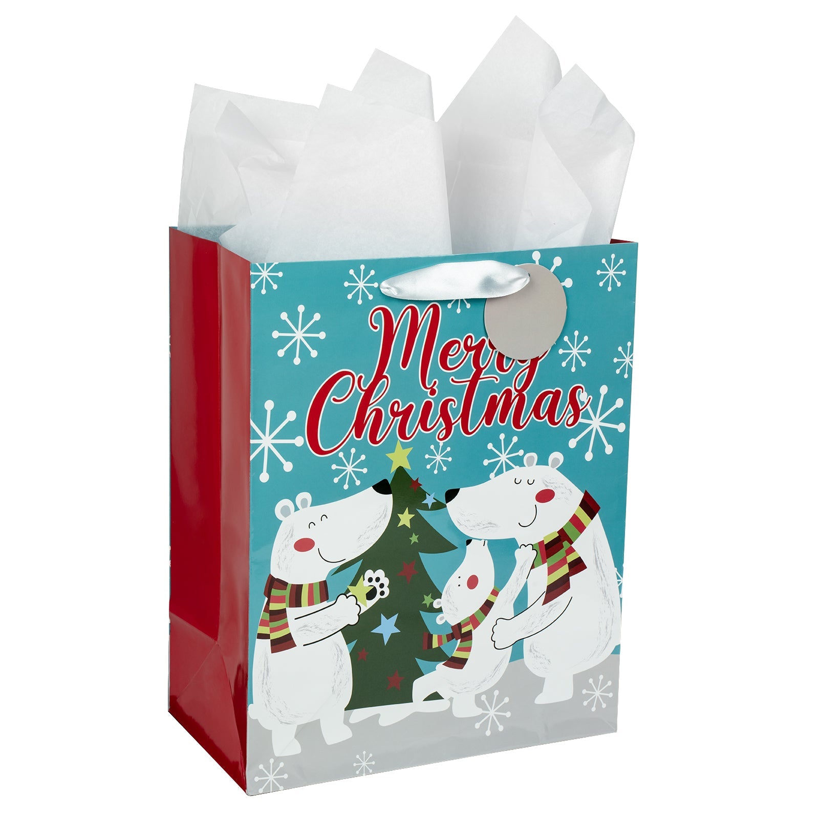 Assort Large Christmas Gift Bag Snow Bear 9 Pack 10"x5"x13"