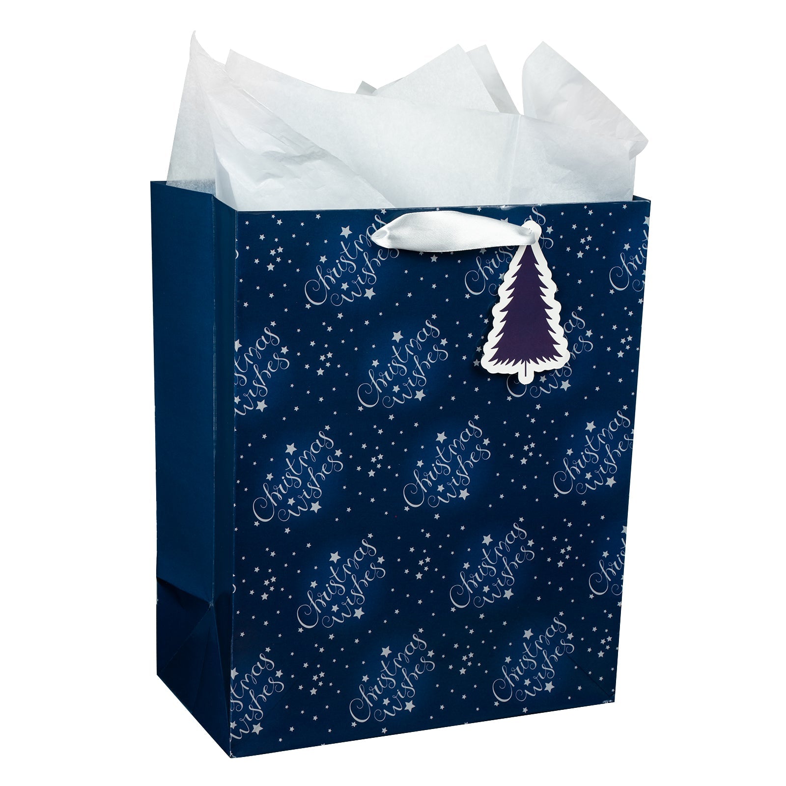 Assort Large Christmas Gift Bag Navy Blue Deer 9 Pack 10"x5"x13"