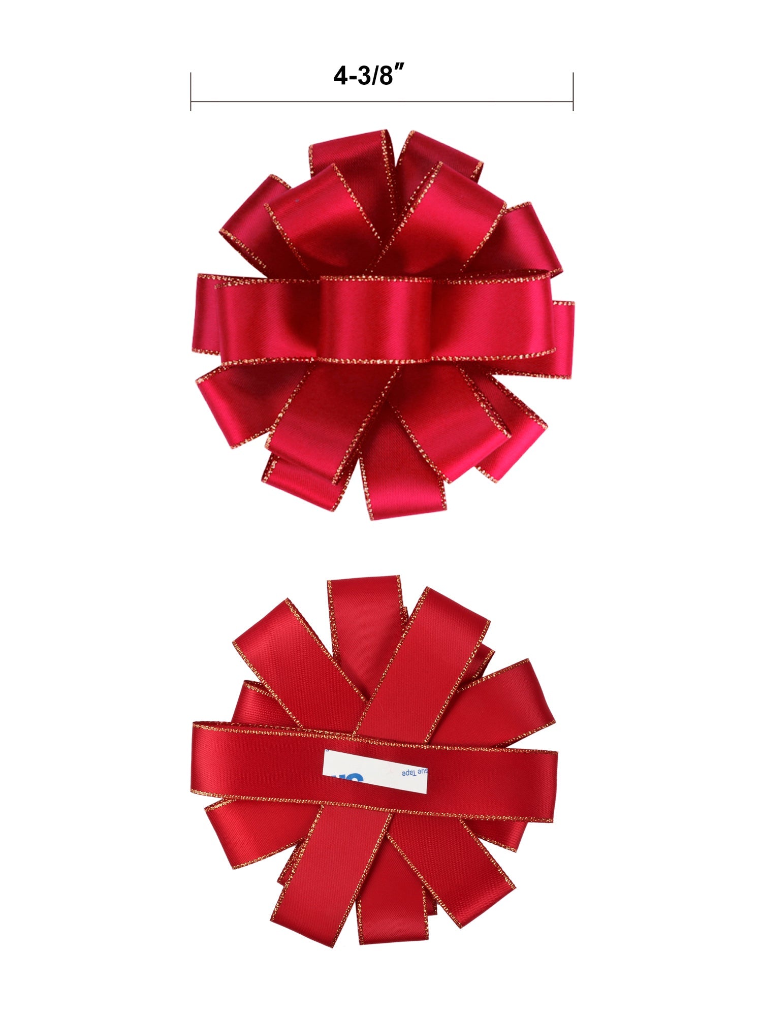 4 3/8" Double Face Satin Metallic Edge Luxury Gift Bow Bundle - Red/Gold - 12 Bows/Bundle