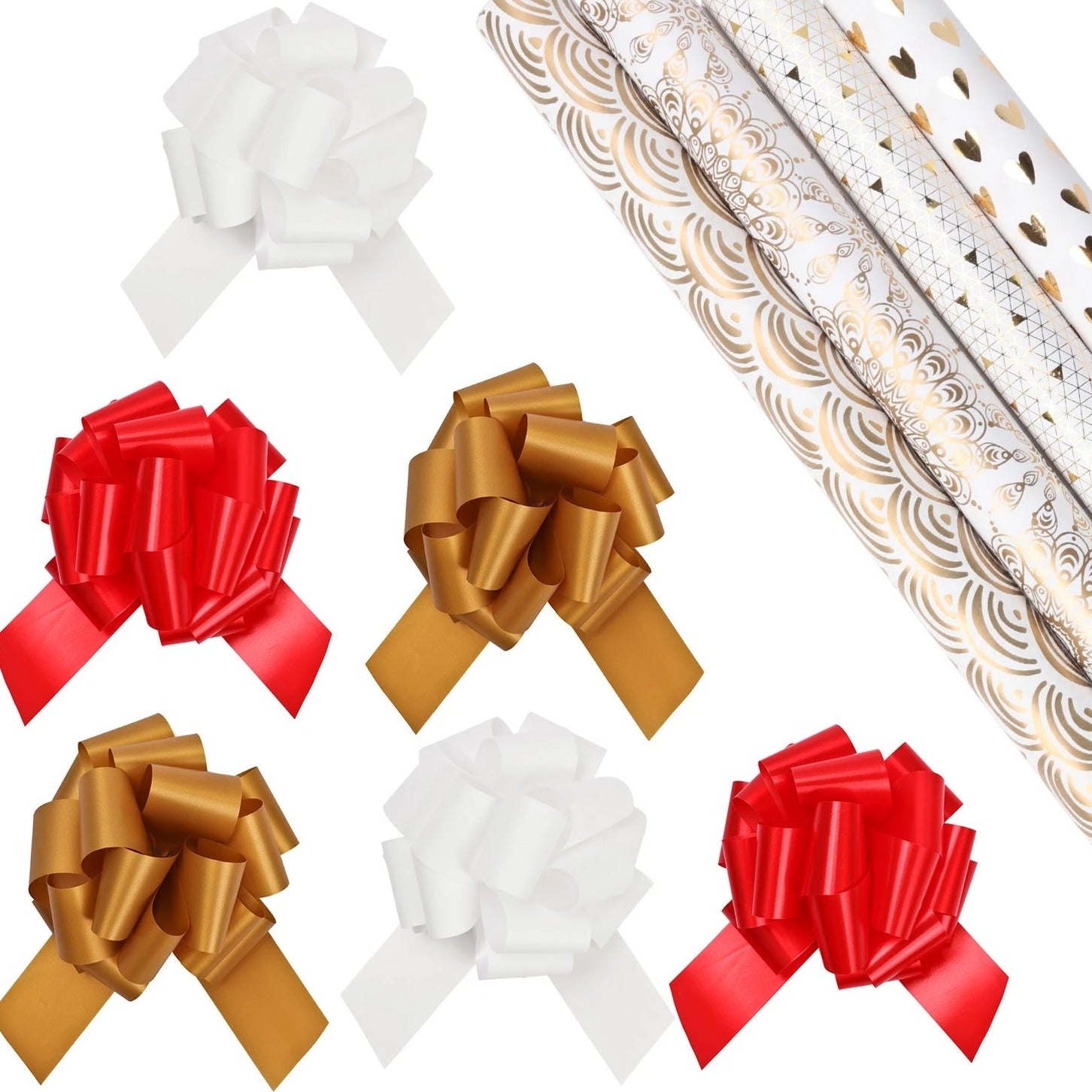 Elegant White & Gold Gift Wrap Bundle