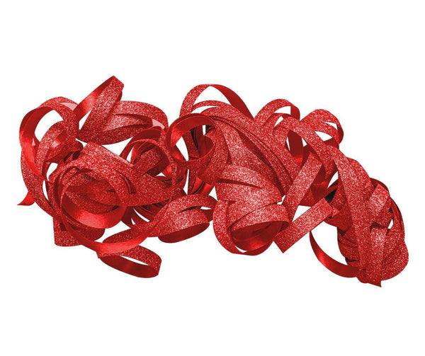 Curly Bows Gift Wrap Accessory - 2 PCs Glitter Red Color Bow