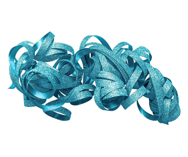Curly Bows Gift Wrap Accessory - 2 PCs Glitter Lake Blue Color Bow