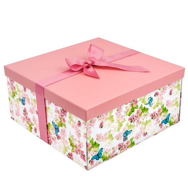 Glitter Butterfly Design Box with Lids - 9.6x9.6x4.7 Inch