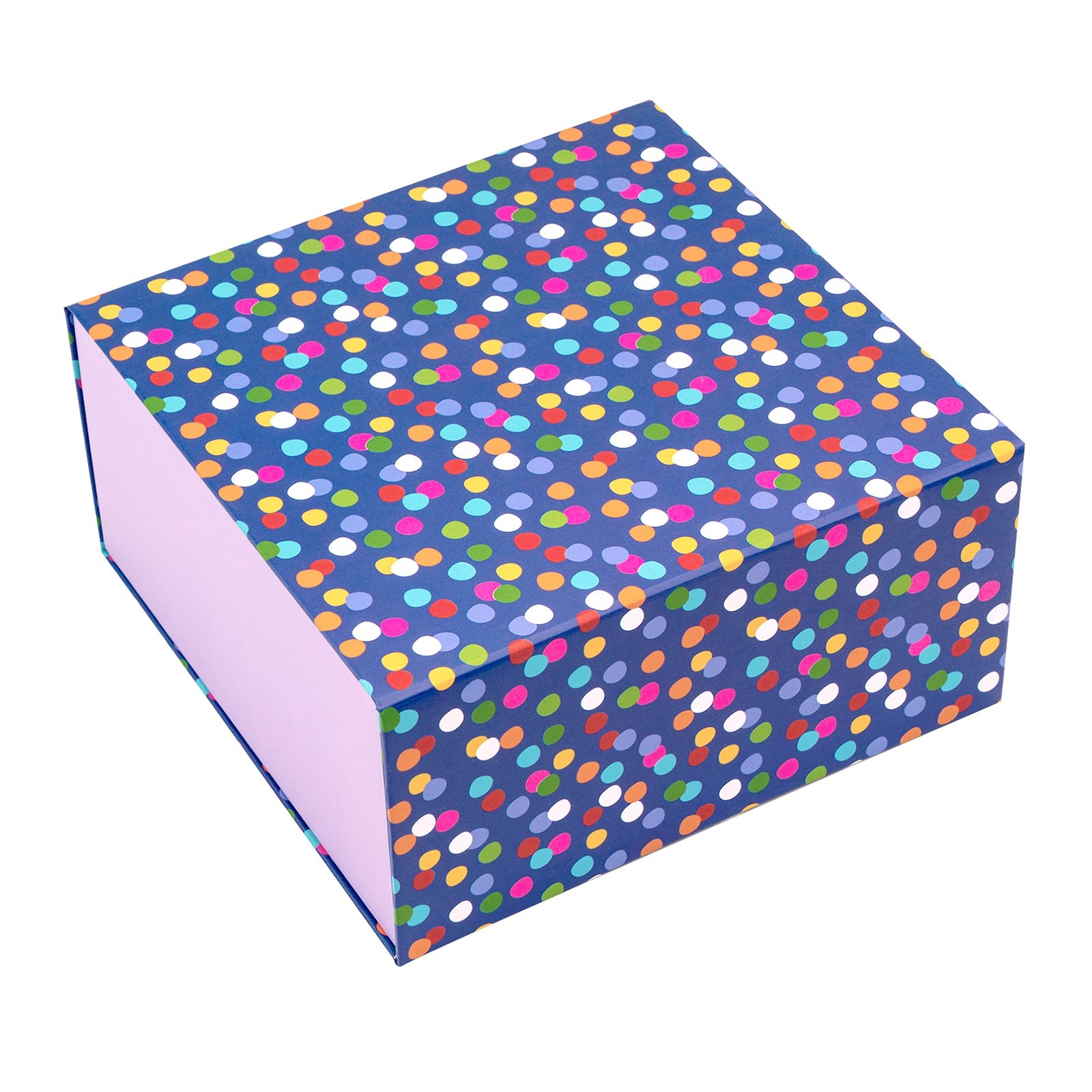 8x8x4 inch Magnetic Closure Box Multicolor Dots