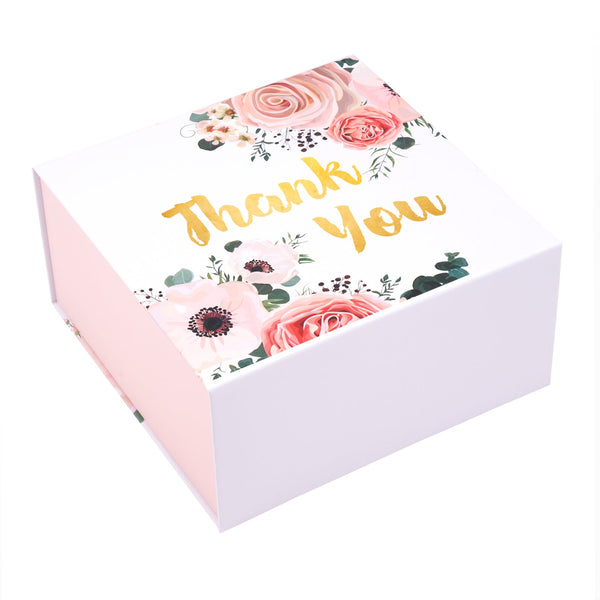 8x8x4 inch Magnetic Closure Box Fresh blooms Thank You