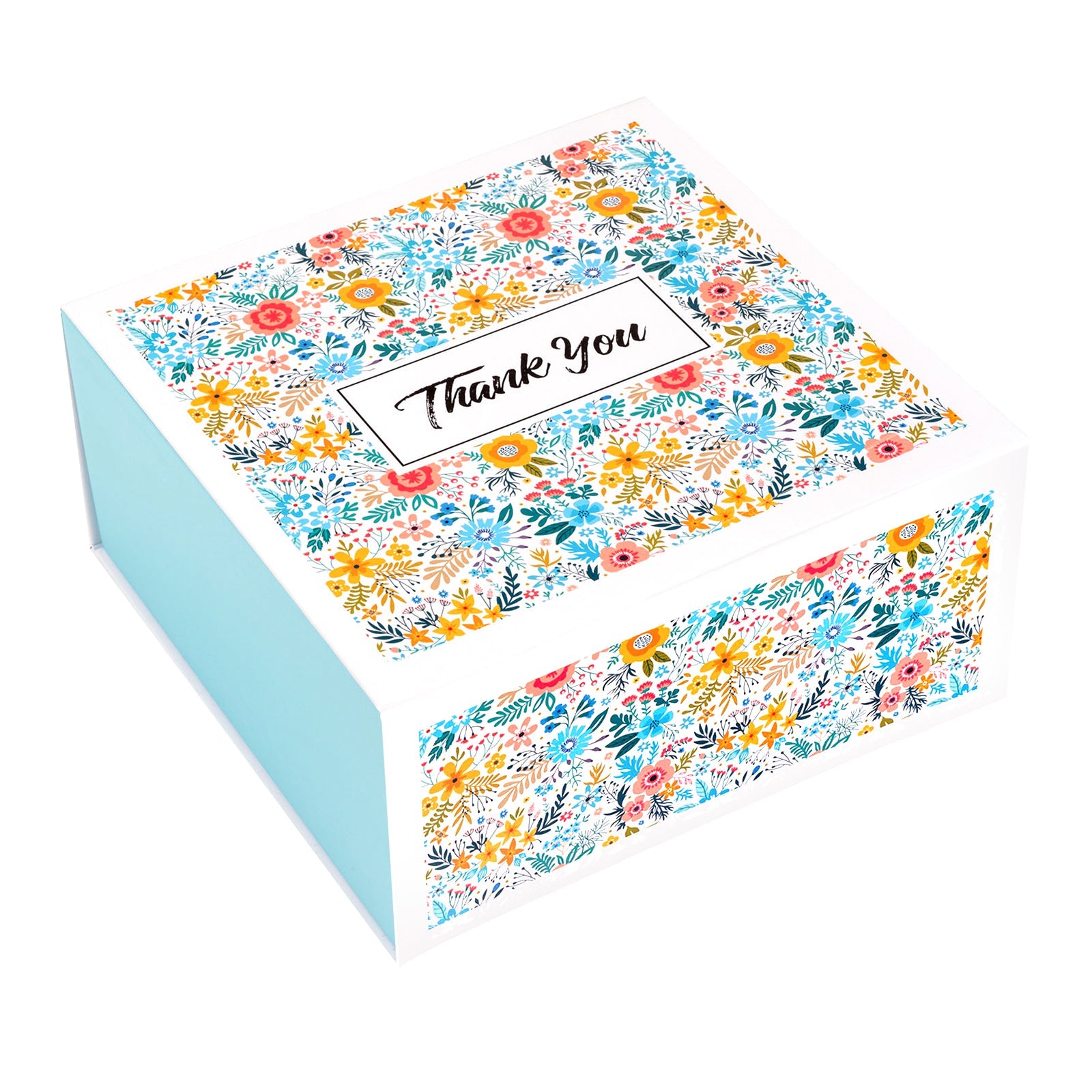 8x8x4 inch Magnetic Closure Box Blooms Thank You