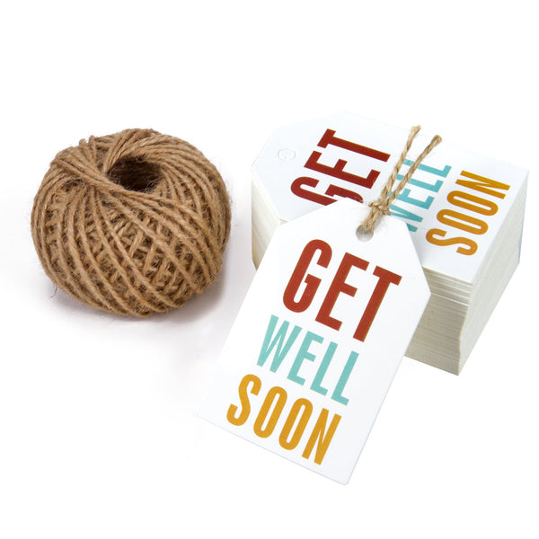 Get Well Soon Gift Tags 100 PCS with 100 Feet Natural Jute Twine