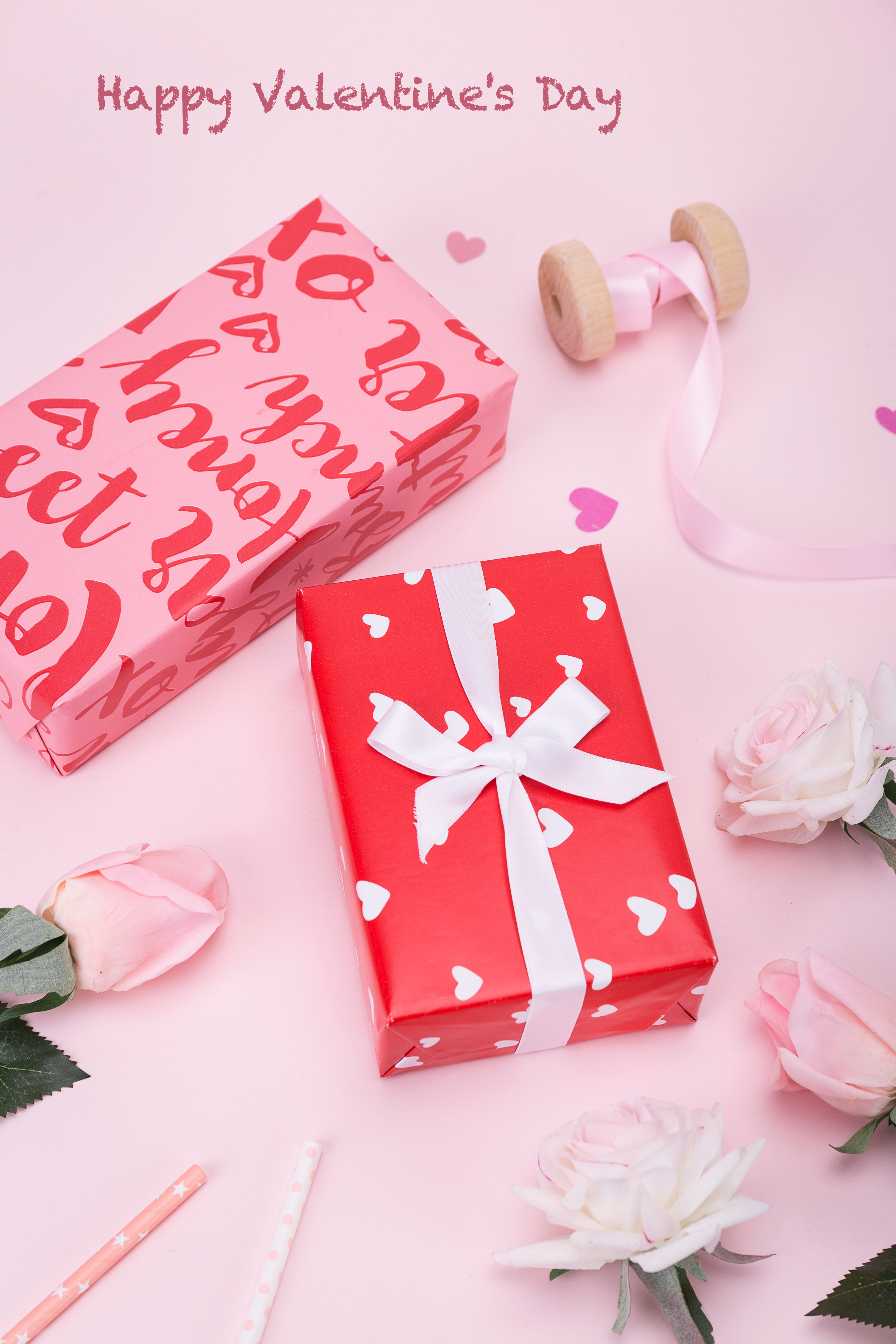 Valentine's Day Wrapping Paper Bundle Pink/Red - 4 Rolls/30 inch X 120 inch Per Roll