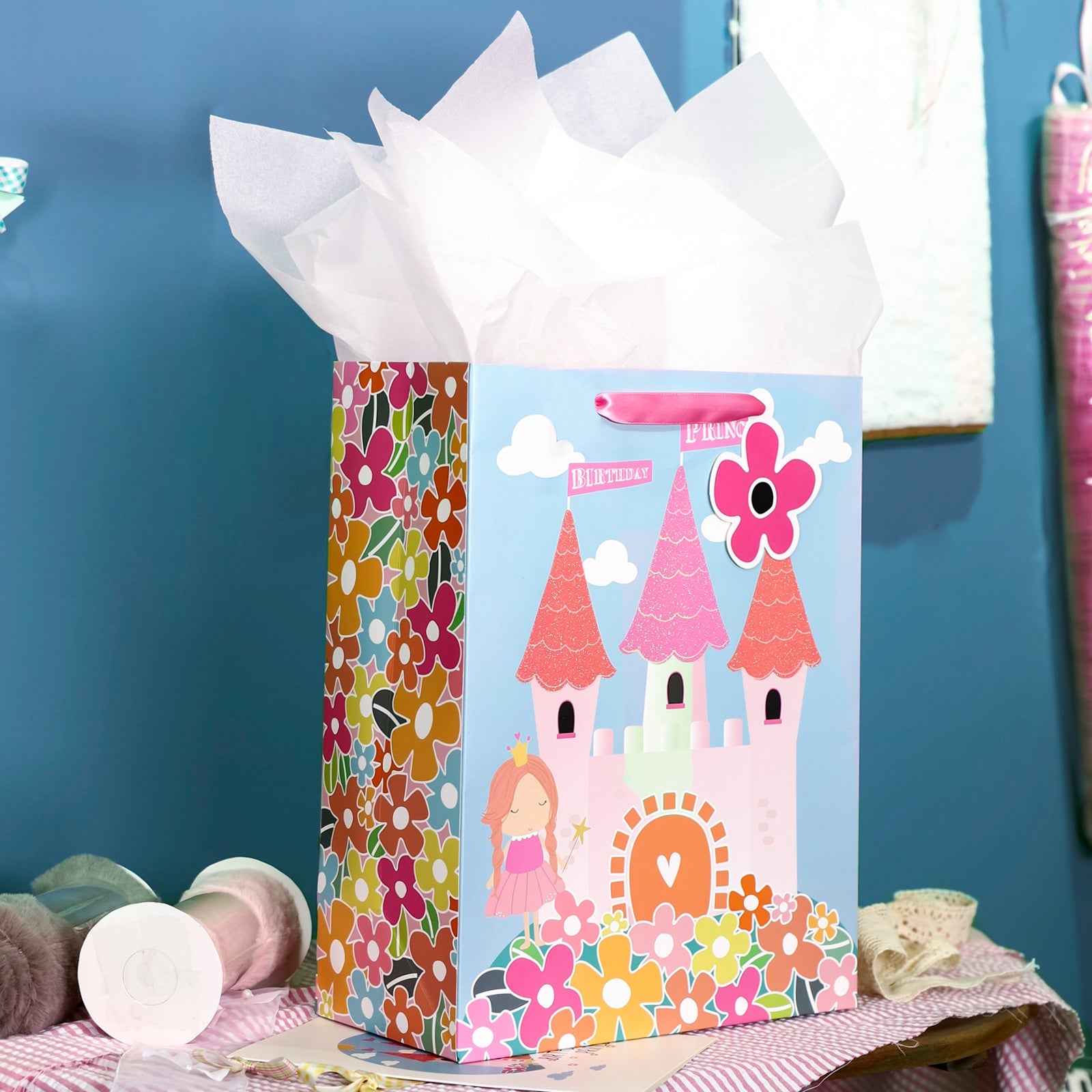 13 inch Large Gift Bag with Birthday Card  & Tissue Paper for Girls