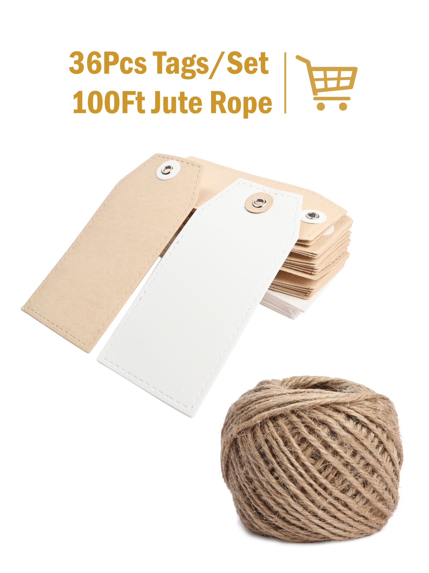 36Pcs Christmas Brown & White Kraft Paper Gifts Tags with 100 Ft Natural Jute Twine