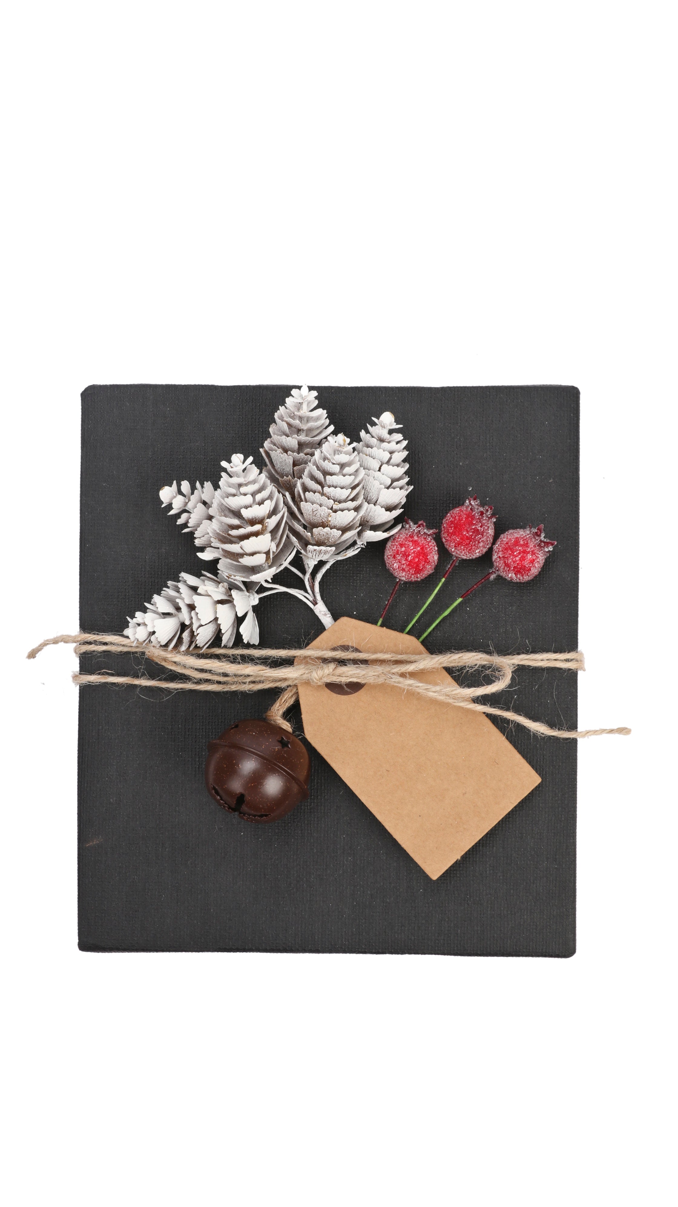 9Pcs/Set Gift Wrapping Collection - Artificial Pine Cone, Red Berry, Gift Tags, Bells