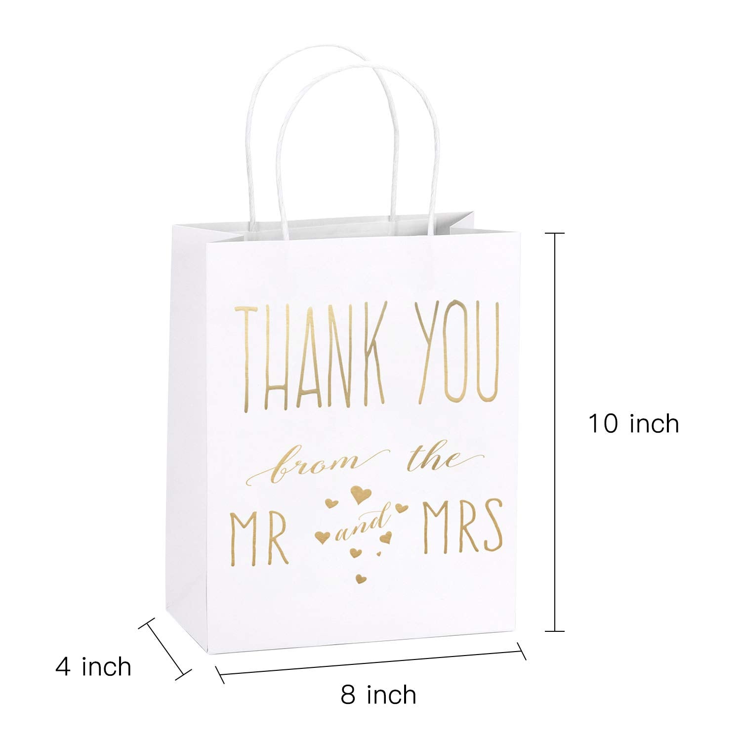 Medium Size Wedding Party Favor Gift Bags - 8"x 4" x 10"- 12 Pack